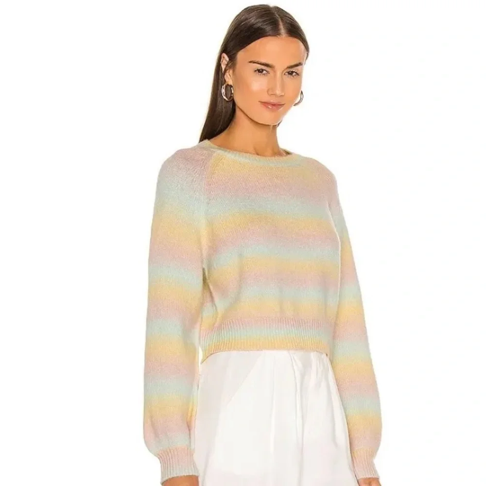 NWT BB DAKOTA BY STEVE MADDEN Crazy On You Multicolor Pink Yellow Sweater Size S - Picture 3 of 4